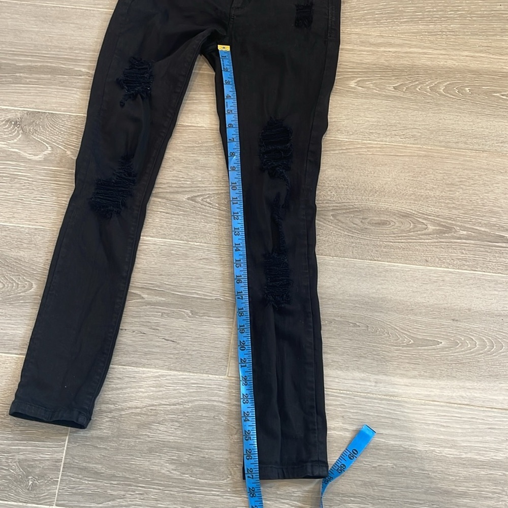 Bebe Black Skinny Ripped Jeans Size 25 - Picture 3 of 8